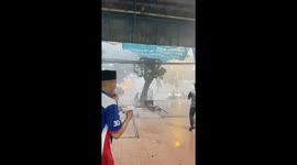 Heavy rain and strong winds force people to seek shelter in Bogor, Indonesia