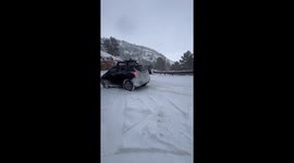 Icy Road Sends Cars Skidding on Windy Mountain Pass