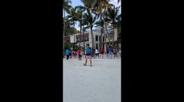 Zumba lovers join class on Boracay Beach in the Philippines