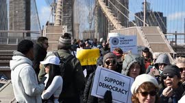 NY: Civil Rights March Over Brooklyn Bridge In Honor Of Bloody Sunday