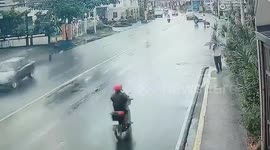 Road accident between motorcycle and pickup in Molino, Cavite, Philippines