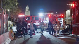 US, Los Angeles: Chinatown Rollover Crash