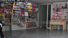 Clever pet cat moves shelves by himself across floor