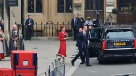 Princess Catherine and Angela Rayner both radiant in red as they depart Commonwealth Day service at Westminster Abbey
