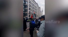 Allianz Bank covered in red paint by pro-Palestine protestors