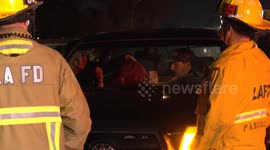 US, Los Angeles: North Hollywood Vehicle Down Embankment