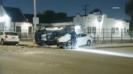 US, Los Angeles: Florence Rollover Crash