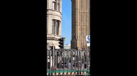 pro Palestine supporter was standing on Big Ben, this is the view from the person who has been threatened with arrest by the police officer who admitted that if they had been supporting Israel then they would be able to stay