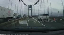 Dramatic Video Shows Wooden Board Crashing into Car's Windshield on Verrazano Bridge