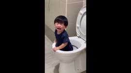 Toddler gets stuck in toilet and cries in Penang, Malaysia