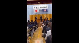 Student slips on stage during graduation ceremony in Hokkaido, Japan