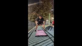 Dog accidentally squashed during workout in Santiago, Chile