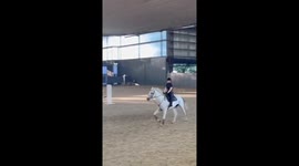 Horse rider falls after jump at Club Hipico Argentino in Buenos Aires