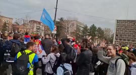 Serbia: Students from Kragujevac begin a march to Belgrade