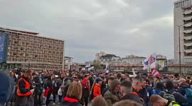 Serbia: Students gather for a march from Kragujevac to Belgrade