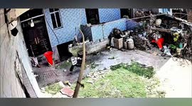 Playful little girl accidentally triggers massive firework blast