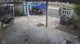 Sewage truck breaks pavement and spills waste into family's front yard