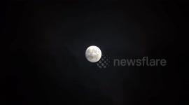 The March Full Moon also known as the Worm Moon high in the sky of Cambridge