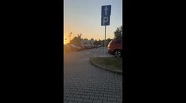 Risky front flip on scooter ends in a fall but young man recovers quickly