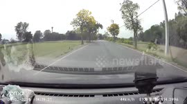 Driver goes to the aid of motorcycle rider who crashes in field