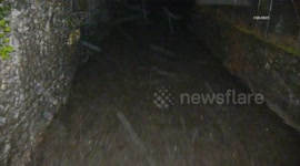 US, Los Angeles: Sierra Madre Hit With River Of Water In Reservoir