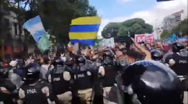Argentina protests turn violent amid clashes with riot police