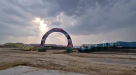 Storm shakes tents at farming festival in Thailand