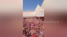Indians celebrate Holi festival of colors in Mathura, Uttarpradesh