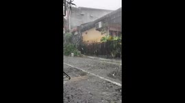 Strong hailstorm causes concern in Yogyakarta, Indonesia