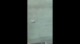 Man rescued after falling through ice on river in Moscow, Russia