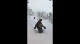 Skier explores deep snow in Hokkaido backcountry