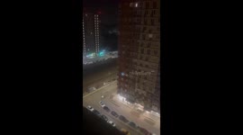 Drone debris ignites fire on residential complex rooftop in Moscow, Russia