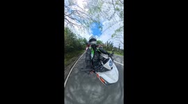 Motorcycle rider pulls over to help couple who crashed into bushes