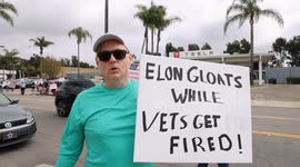 USA: Protest against Tesla, Musk and and Trump takes place at the Santa Barbara Tesla Dealer on Hitchcock Way