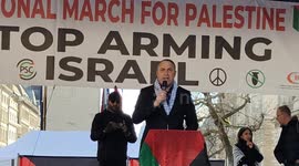 Husam Zomlot the rally for Palestine, Freedom for Palestine, No to Ethnic Cleansing, Stop Arming Israel march in London, England