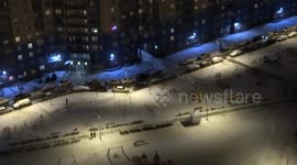 Worm full moon appears over St Petersburg, Russia