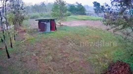 Outdoor toilet blown away by storm in Thailand