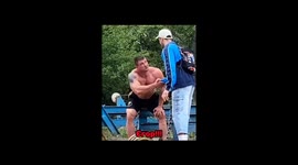 I walk up to a big bodybuilder, tell him my training methodology, then lift a lot of weight and his reaction to it!