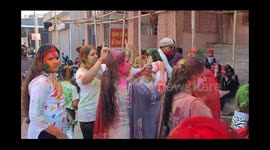 In the holy festival of Holi, people celebrated with great happiness, enthusiasm and pomp, people hugged each other with gulal.  Devotees in other religious institutions including Khatu Shyam Temple of Kaithal, Sai Temple blown up and danced fiercely