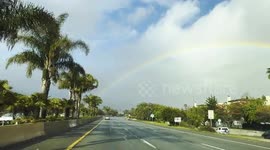 Rainbow over Highway 101 S in Santa Barbara, California