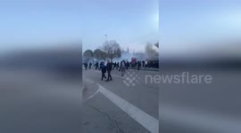 Riot police chase fans amid football crowd violence in France