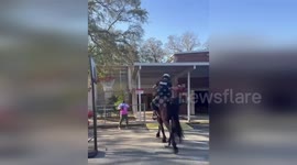 Mounted officer shows off his basketball skills in Florida