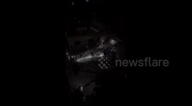 Massive destruction following on a residential block in Al-Nuseirat, central Gaza