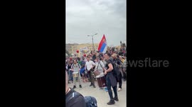 Serbia: Drummers at the massive protest in Belgrade