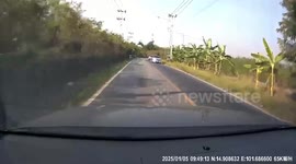 Car almost hits another vehicle driving in the middle of the road