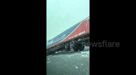 Huge 80-metre-long wind turbine blade skewers vehicle in freak accident in China