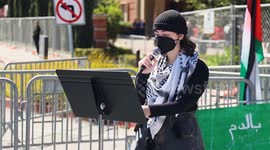 US, Los Angeles: Westwood Palestine Protestors Gather Outside UCLA Luskin Hotel With Sound On Tape Part 2