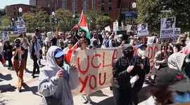 US, Los Angeles: Westwood Palestine Protestors Call On UC Regents Outside UCLA Luskin Hotel Part 3