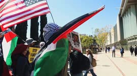US, Los Angeles: Westwood Palestine Protestors Clash With Single Counter Protestor Part 4
