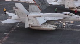 Fighter jets take off from USS Harry S. Truman aircraft carrier